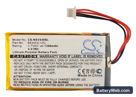 Insignia NS-NCV43 Replacement Battery, 3.7V, 1300mAh, Li-Polymer 5