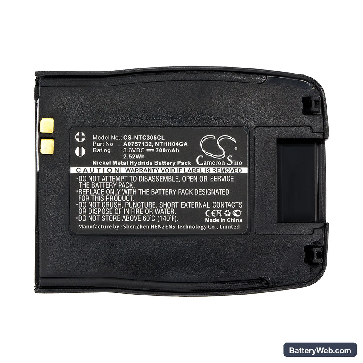 Nortel C3050 Replacement Battery, 3.6V, 700mAh, Ni-MH 3