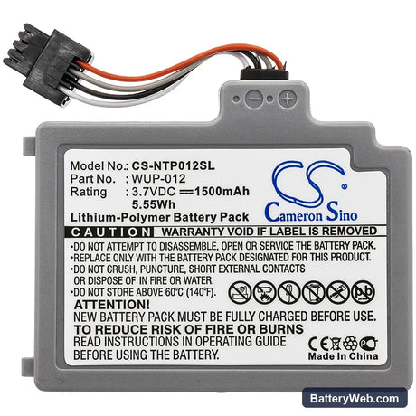 Nintendo Wii U Replacement Battery, 3.7V, 1500mAh, Li-Polymer 3