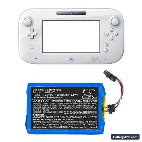 Nintendo Wii U GamePad WUP-003 Replacement Battery, 3.7V, 5000mAh, Li-ion 6
