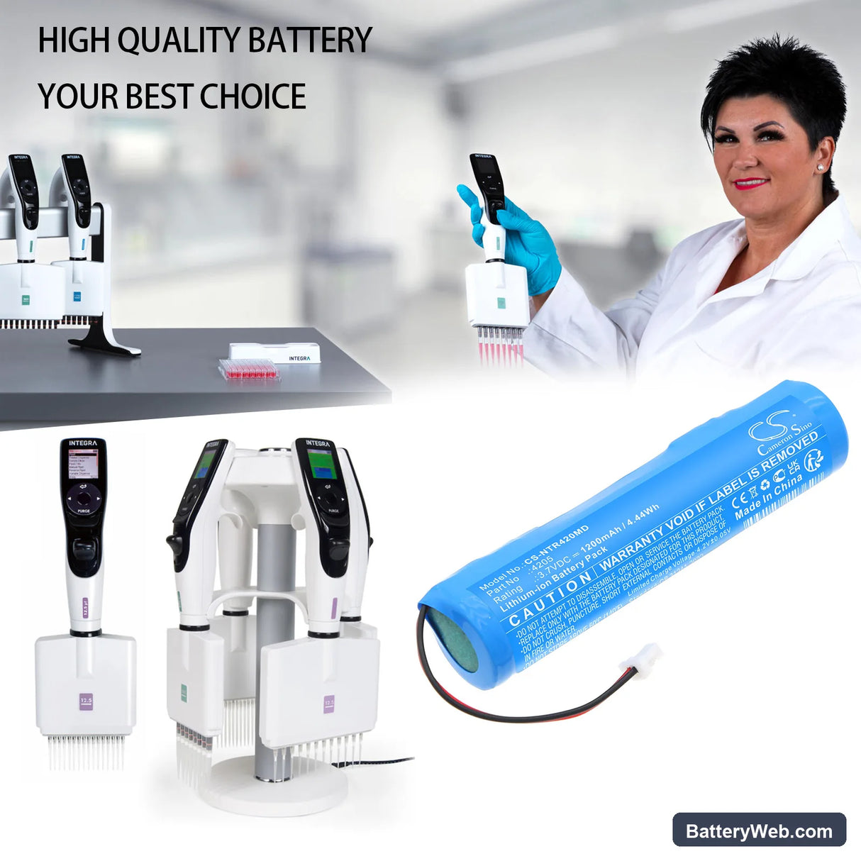 Integra 8 Channel 12 Channel VIAFLO Replacement Battery, 3.7V, 1200mAh, Li-ion 6