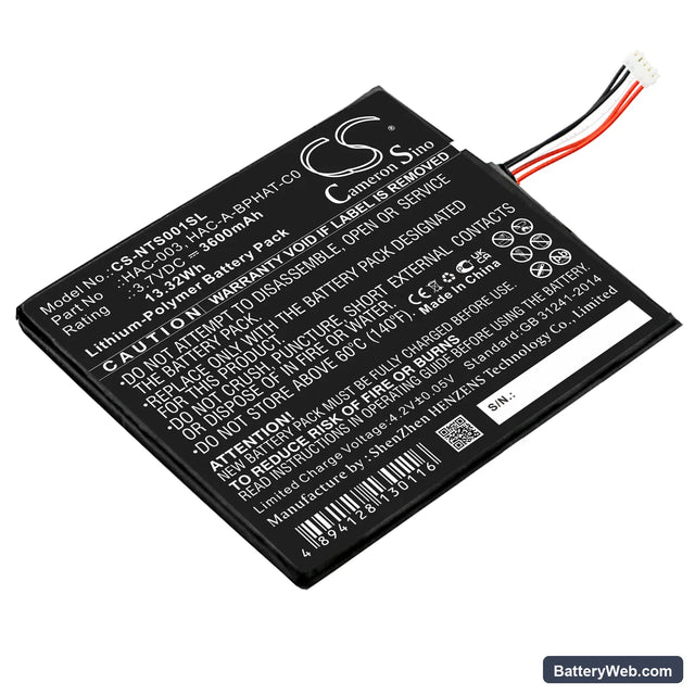 Nintendo HAC-S-JP/EU-C0 Replacement Battery, 3.7V, 3600mAh, Li-Polymer 1