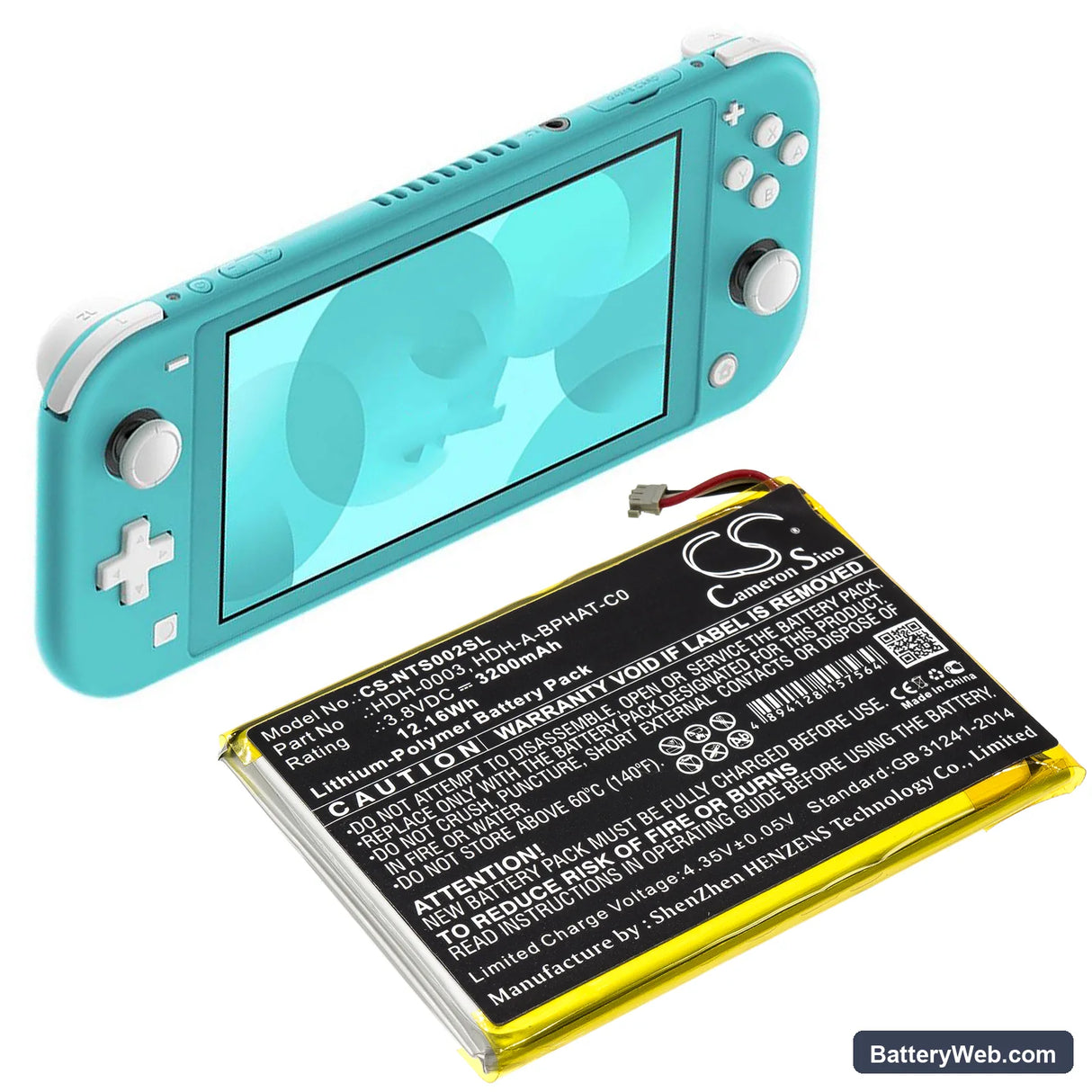 Nintendo Switch Lite Replacement Battery, 3.8V, 3200mAh, Li-Polymer 6