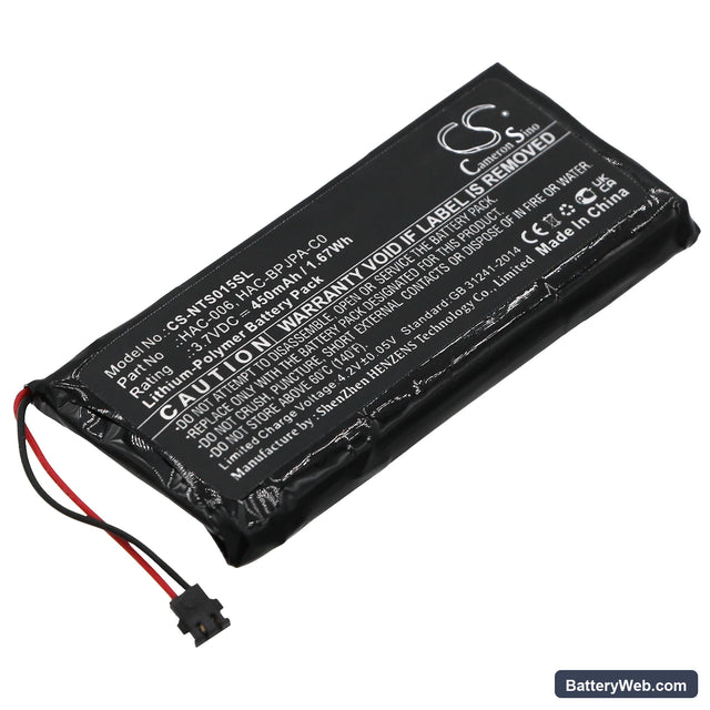 Nintendo Switch Controller Replacement Battery, 3.7V, 450mAh, Li-Polymer 1