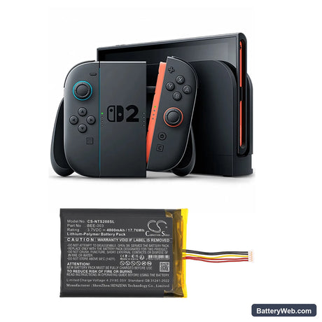 Nintendo BEE 001 Replacement Battery, 3.7V, 4800mAh, Li-Polymer 6
