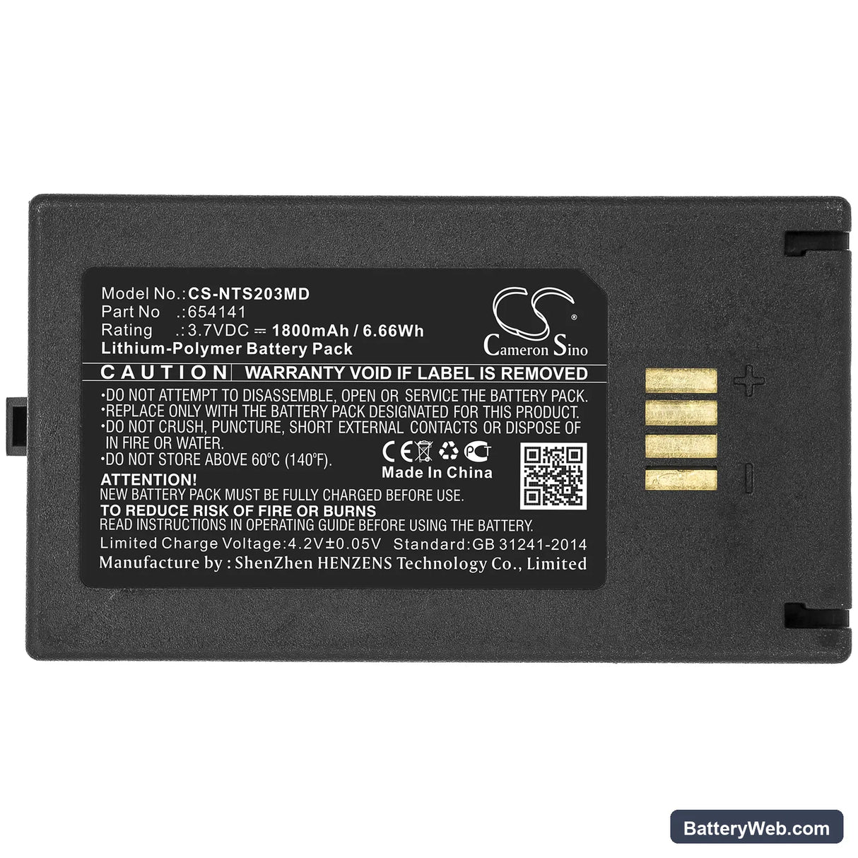 Nova StatStrip Glucose Meter Replacement Battery, 3.7V, 1800mAh, Li-Polymer 3