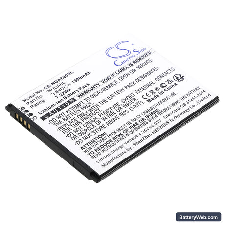 NUU A6L Replacement Battery, 3.8V, 1900mAh, Li-ion 1