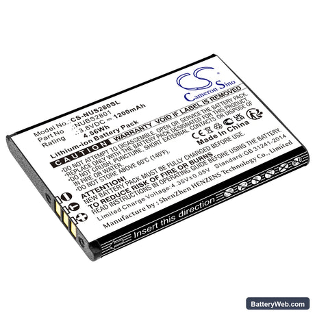 NUU Mobile F4L 4G LTE Replacement Battery, 3.8V, 1200mAh, Li-ion 1