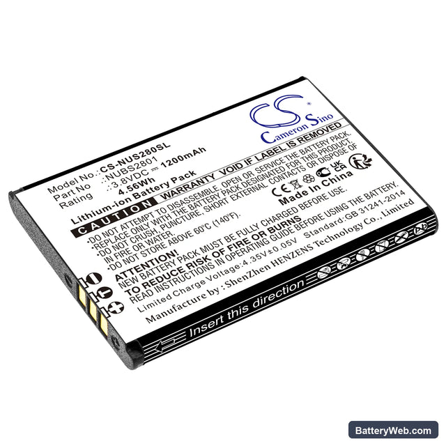 NUU Mobile F4L 4G LTE Replacement Battery, 3.8V, 1200mAh, Li-ion 1