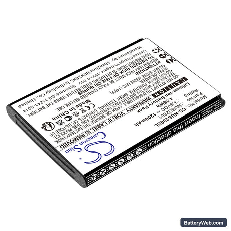 NUU Mobile F4L 4G LTE Replacement Battery, 3.8V, 1200mAh, Li-ion 2