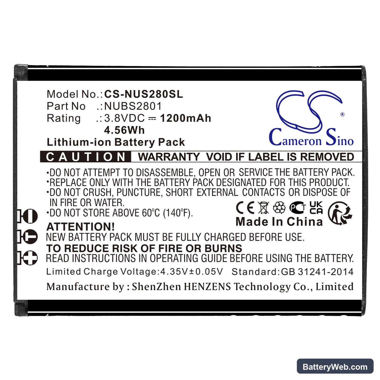 NUU Mobile F4L 4G LTE Replacement Battery, 3.8V, 1200mAh, Li-ion 3
