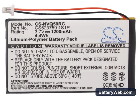 Nevo Q50 Replacement Battery, 3.7V, 1200mAh, Li-Polymer 5