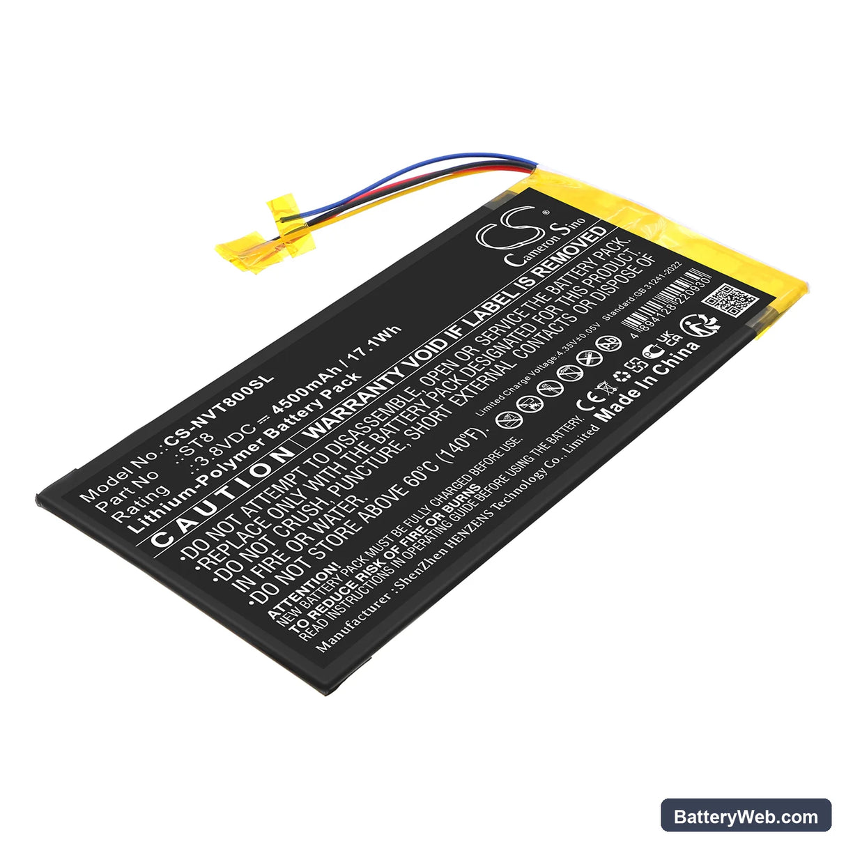 Nvidia Shield K1 Replacement Battery, 3.8V, 4500mAh, Li-Polymer 1