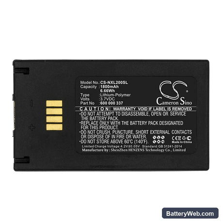 RENISHAW XR20-W Replacement Battery, 3.7V, 1800mAh, Li-Polymer 3