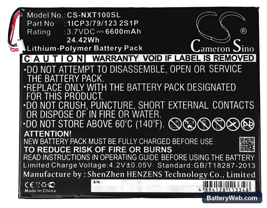 Nextbook NXW10QC32G Replacement Battery, 3.7V, 6600mAh, Li-Polymer 5