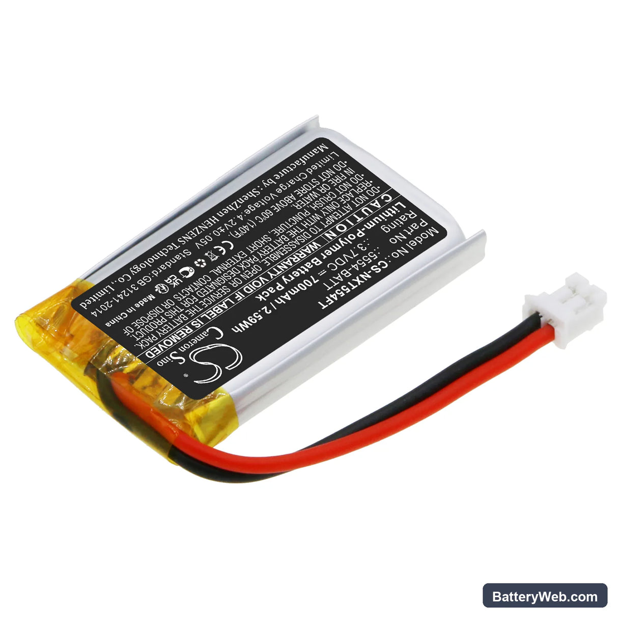 Nightstick XPR-5554G Headlamp Replacement Battery, 3.7V, 700mAh, Li-Polymer 2