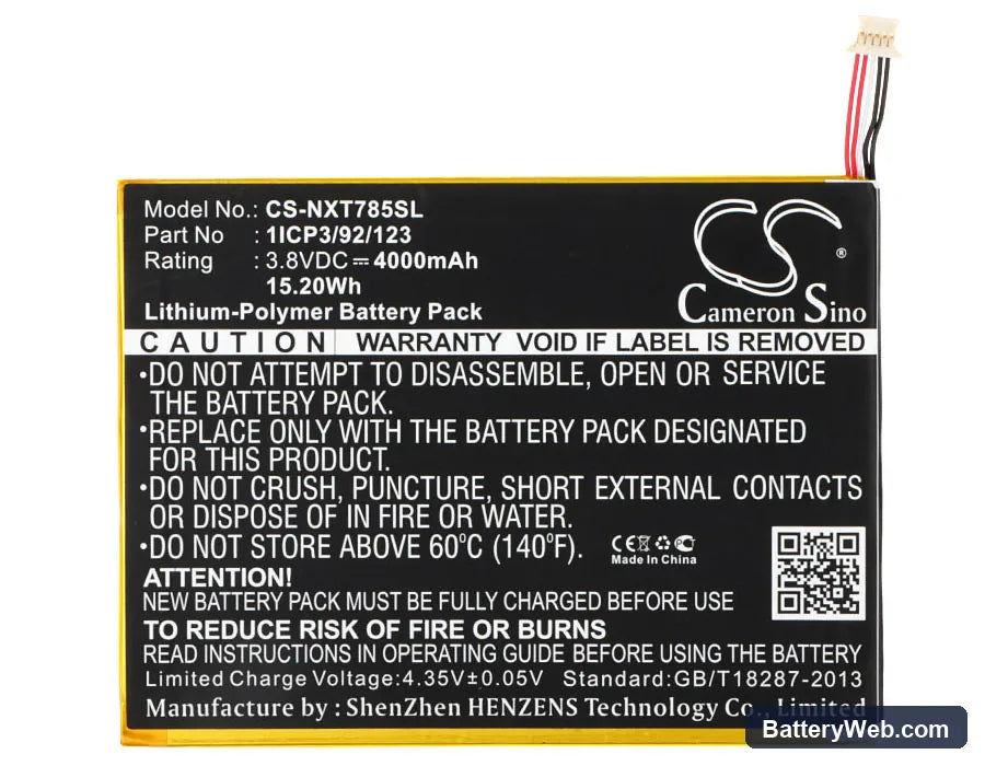 Nextbook NX785QC8G Replacement Battery, 3.8V, 4000mAh, Li-Polymer 5