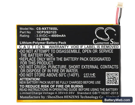 Nextbook NX785QC8G Replacement Battery, 3.8V, 4000mAh, Li-Polymer 5
