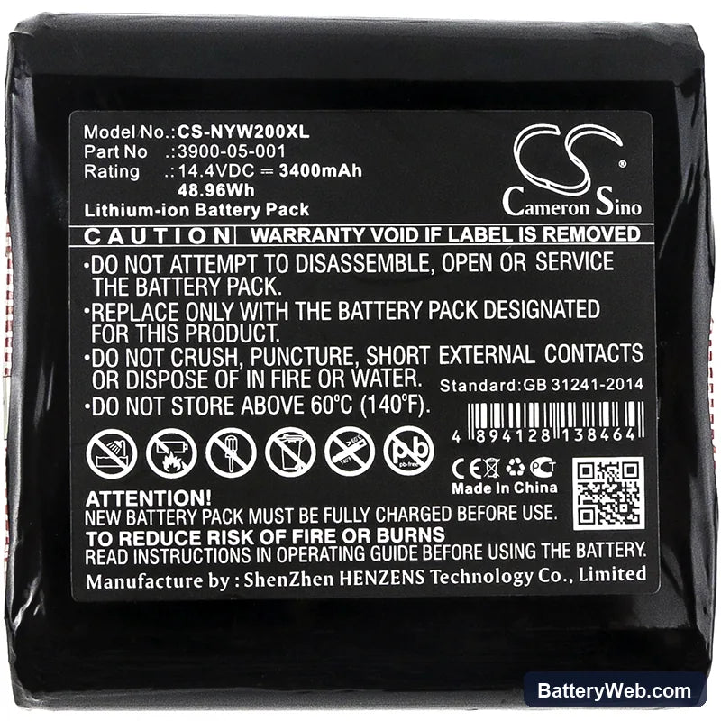 Noyes W2003M Replacement Battery, 14.4V, 3400mAh, Li-ion 3