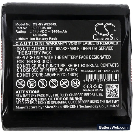 Noyes W2003M Replacement Battery, 14.4V, 3400mAh, Li-ion 3