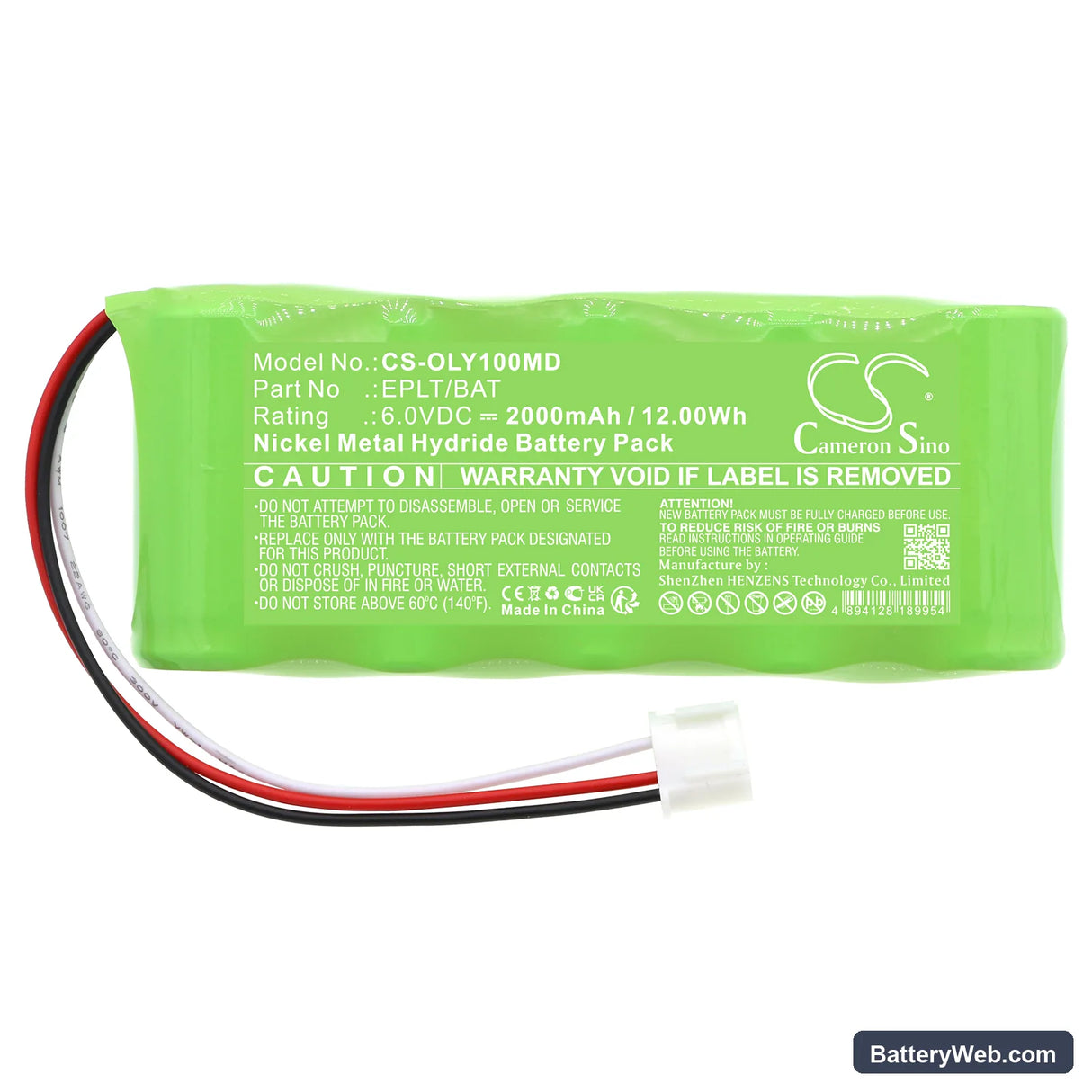 Olympus EPOCH LT Ultrasonic Flaw Detector Replacement Battery, 6V, 2000mAh, Ni-MH 3