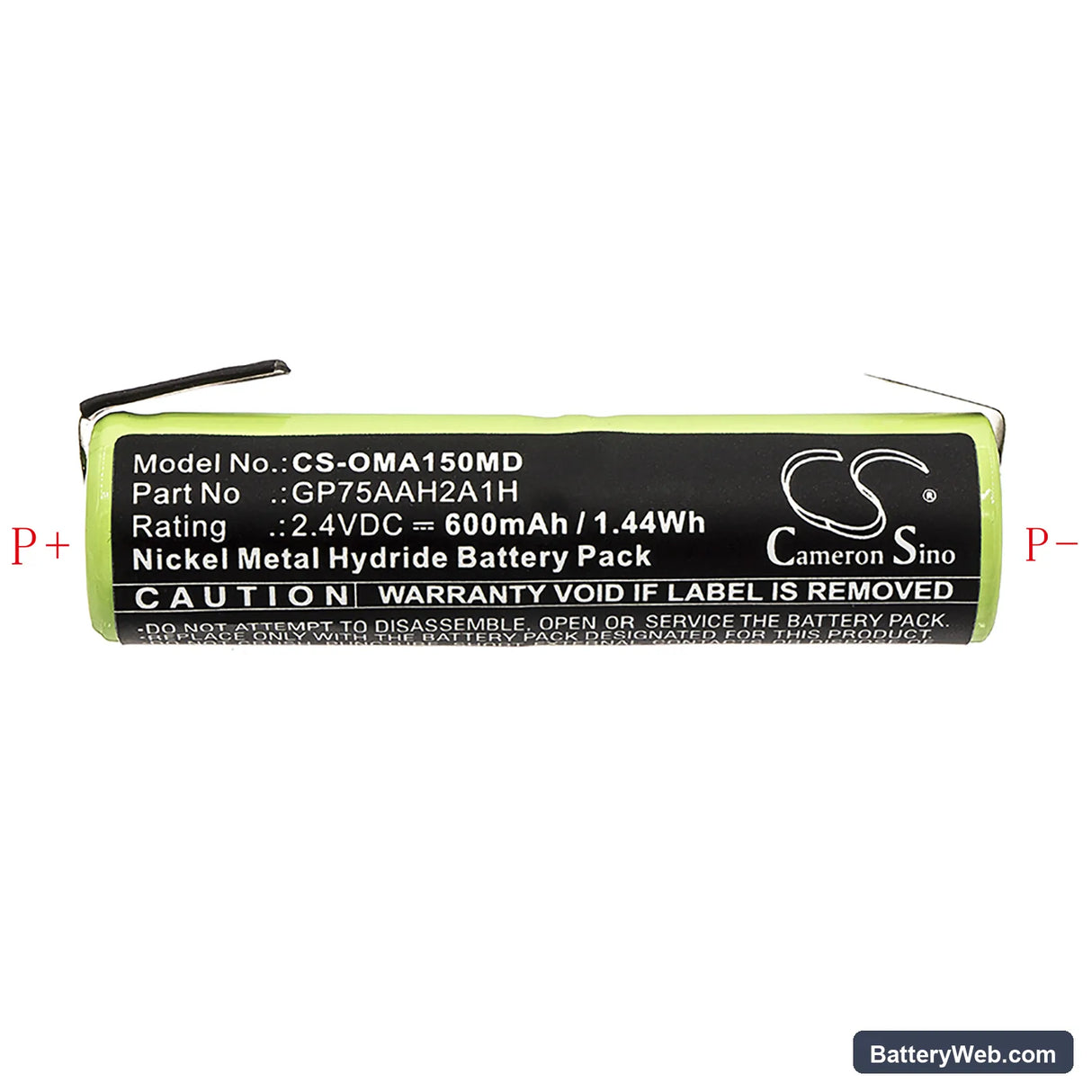 Colgate Omron ProClinical A1500 Replacement Battery, 2.4V, 600mAh, Ni-MH 3