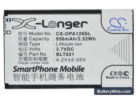 Oppo A129 Replacement Battery, 3.7V, 950mAh, Li-ion 5