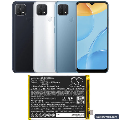 Oppo A15 Replacement Battery, 3.85V, 4150mAh, Li-Polymer 5