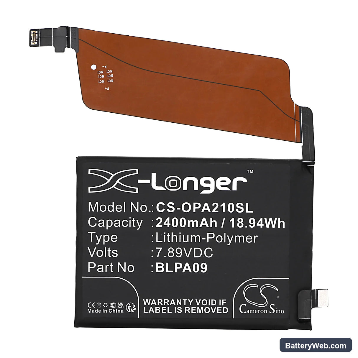 OnePlus Ace 2 Pro Replacement Battery, 7.89V, 2400mAh, Li-Polymer 3