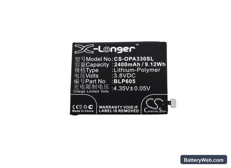 Oppo A33 Replacement Battery, 3.8V, 2400mAh, Li-Polymer 5