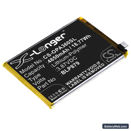Oppo A36 Replacement Battery, 3.87V, 4850mAh, Li-Polymer 1
