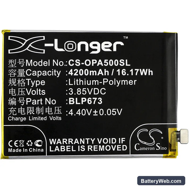 Oppo A3s Replacement Battery, 3.85V, 4200mAh, Li-Polymer 3