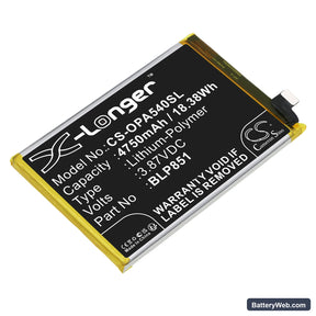Oppo A54 5G Replacement Battery, 3.87V, 4750mAh, Li-Polymer 1