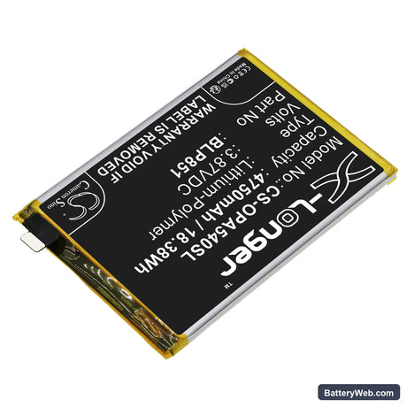 Oppo A54 5G Replacement Battery, 3.87V, 4750mAh, Li-Polymer 2