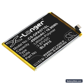 Oppo A57 5G Replacement Battery, 3.87V, 4900mAh, Li-Polymer 1