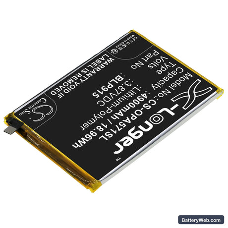 Oppo A57 5G Replacement Battery, 3.87V, 4900mAh, Li-Polymer 2