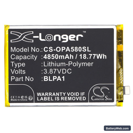 Oppo A58 Replacement Battery, 3.87V, 4850mAh, Li-Polymer 3