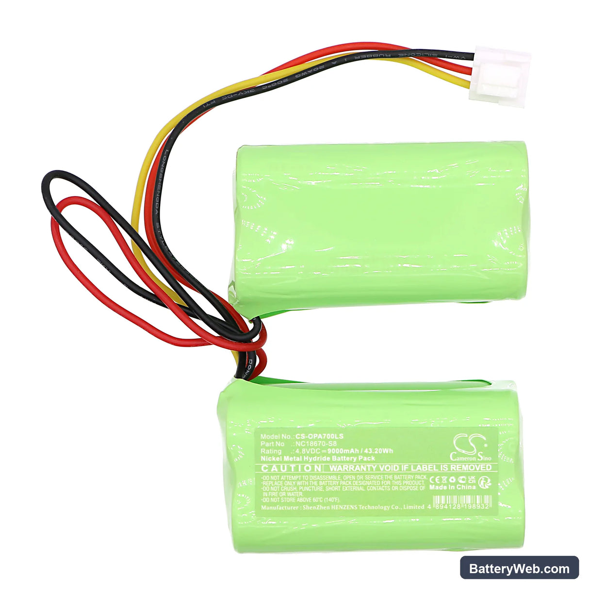 awex AXNC series Replacement Battery, 4.8V, 9000mAh, Ni-MH 3