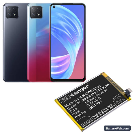 Oppo A72 5G 2020 Replacement Battery, 3.85V, 3900mAh, Li-Polymer 5