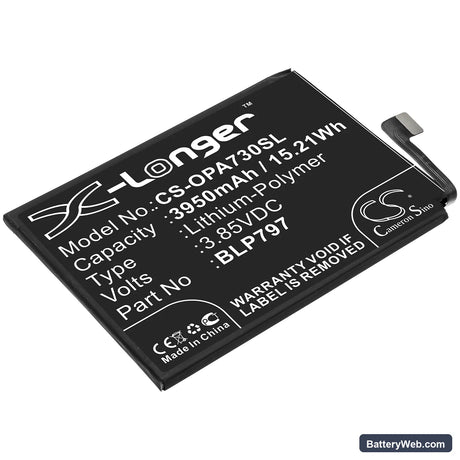 Oppo A72 5G Replacement Battery, 3.85V, 3950mAh, Li-Polymer 1