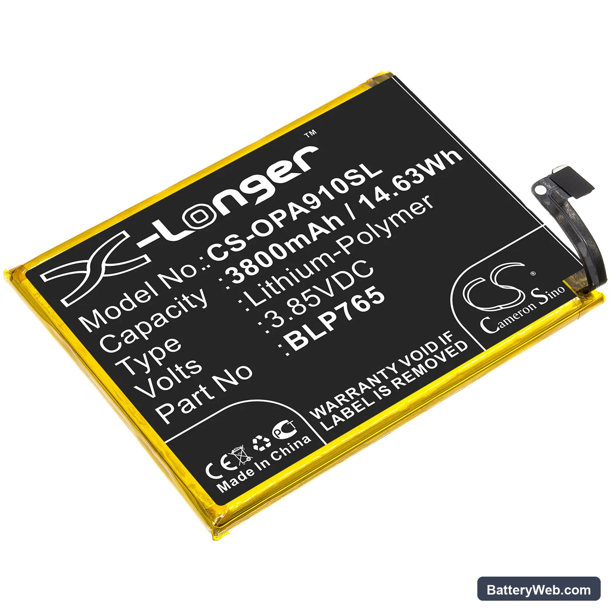 Oppo A91 Replacement Battery, 3.85V, 3800mAh, Li-Polymer 1
