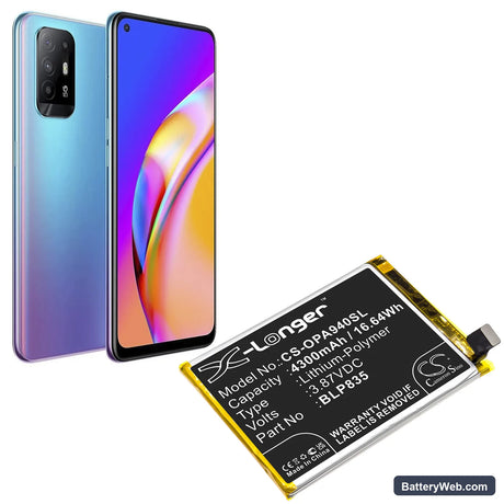 Oppo A94 Replacement Battery, 3.87V, 4300mAh, Li-Polymer 5