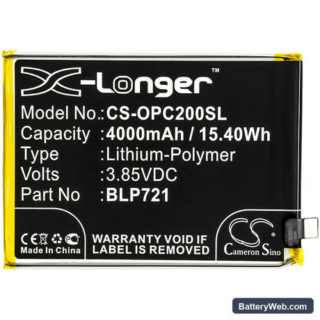 Oppo Realme C2 Replacement Battery, 3.85V, 4000mAh, Li-Polymer 3