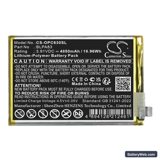 Realme C61 Replacement Battery, 3.91V, 4850mAh, Li-Polymer 1