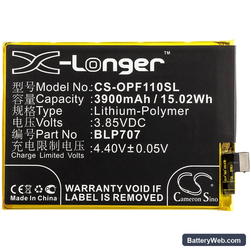 Oppo F11 Replacement Battery, 3.85V, 3900mAh, Li-Polymer 3