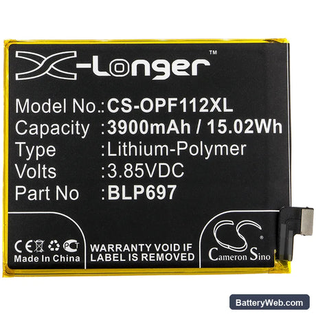 Oppo F11 Pro Replacement Battery, 3.85V, 3900mAh, Li-Polymer 3
