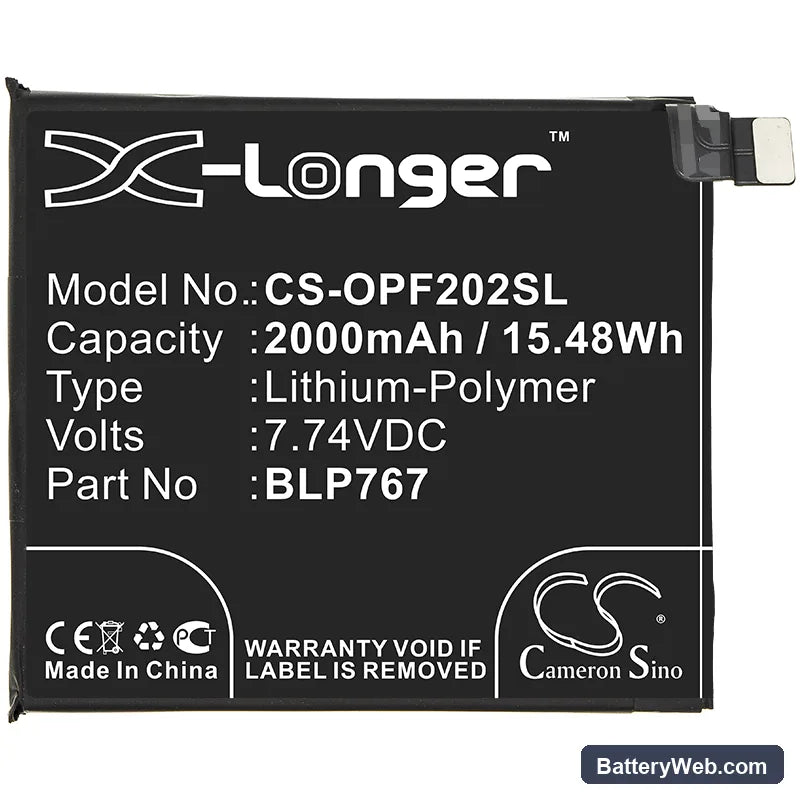 Oppo Find X2 Pro Replacement Battery, 7.74V, 2000mAh, Li-Polymer 3