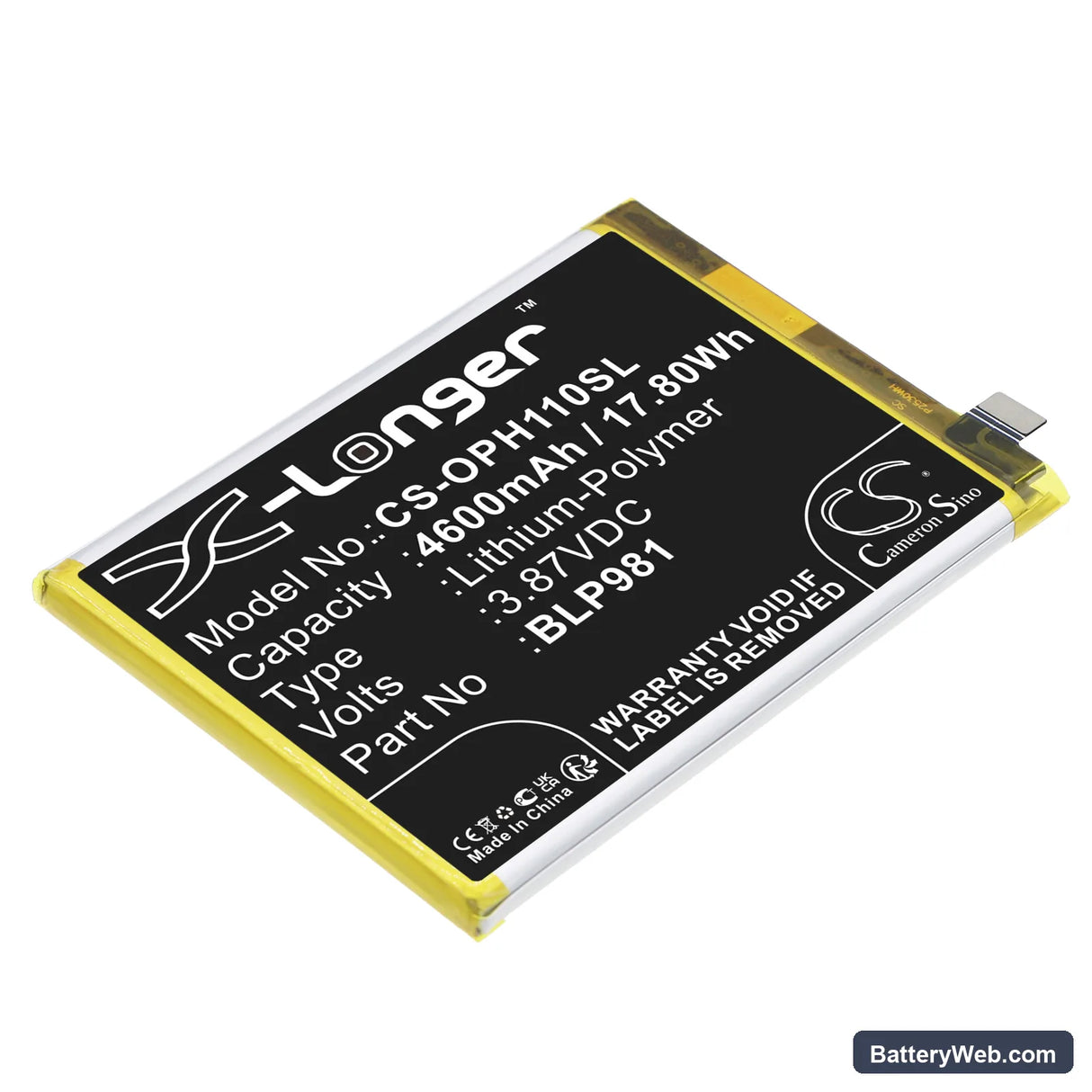 Oppo A1 Pro Replacement Battery, 3.87V, 4600mAh, Li-Polymer 1