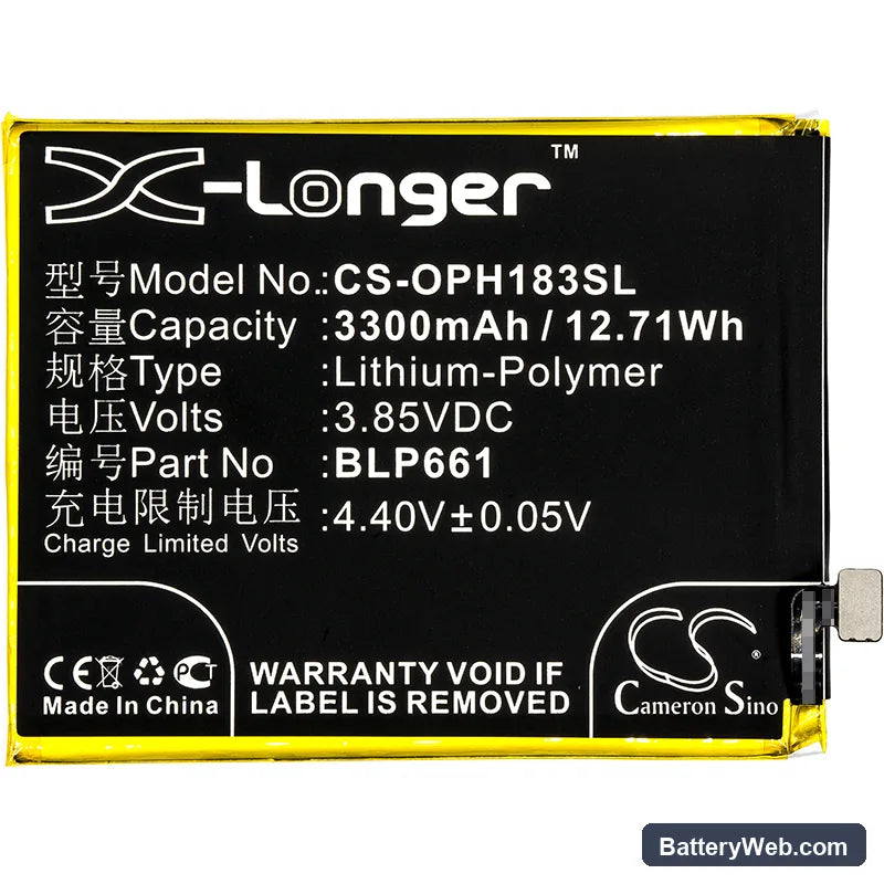 Oppo A3 Replacement Battery, 3.85V, 3300mAh, Li-Polymer 3