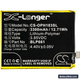 Oppo A3 Replacement Battery, 3.85V, 3300mAh, Li-Polymer 3